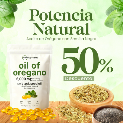 Aceite de Orégano 6000mg - Fortalece tus defensas y menos hinchazón